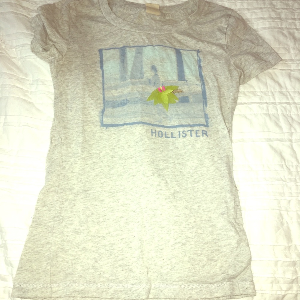 Hollister crew neck flower appliqué T-shirt
